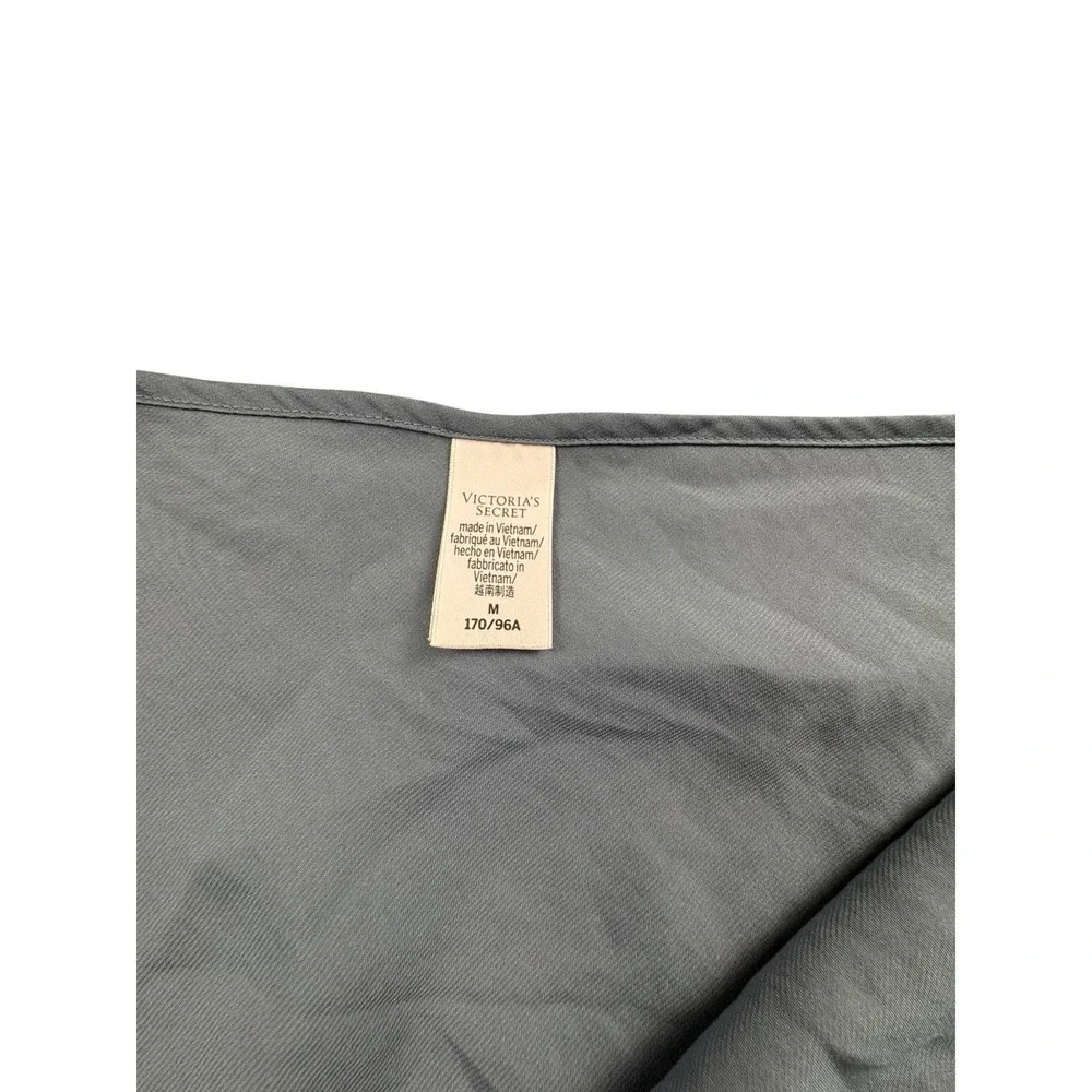 Victoria's Secret Gray Lace Trim Satin Slip Chemise‎ Nightgown Women M